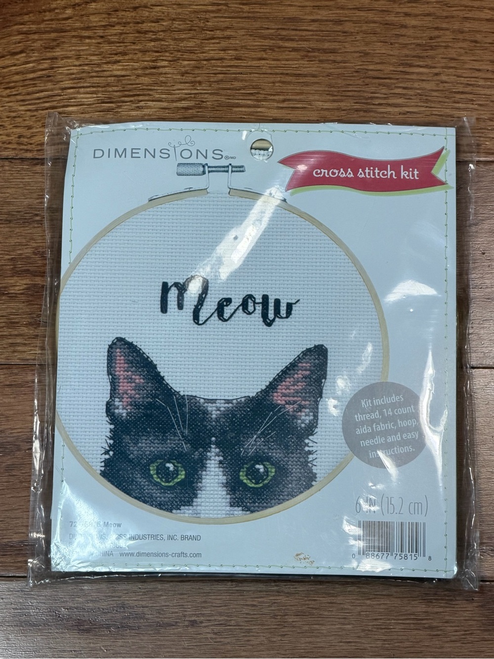 Dimensions Counted Cross Stitch Kit Meow Black/White Cat 6” Sealed 72-75815